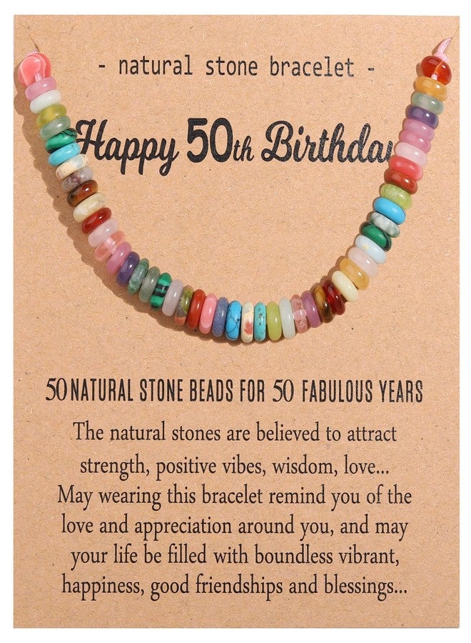 Korotho 50th Birthday Gifts for Women 50 Year Old Birthday Bracelet Gift Ideas, Happy Turning 50th Milestone Bday Best 50 Gifts Natural Crystal Beads Bracelets Jewelry Gifts for Women Mom - Image 1